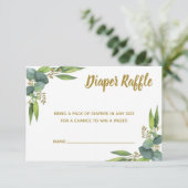 Diaper Raffle Greenery Gold Baby shower Insert Informatiekaartje (Staand voorkant)