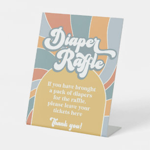 Diaper Raffle Groovy Retro Sunshine Reclamebord Met Voetstuk
