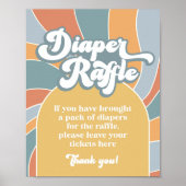 Diaper Raffle Groovy Retro Sunshine Sign Poster (Voorkant)