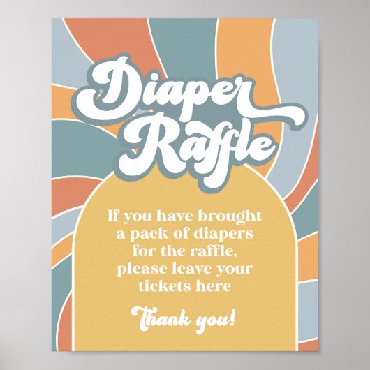Diaper Raffle Groovy Retro Sunshine Sign Poster (Voorkant)