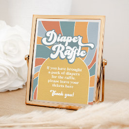 Diaper Raffle Groovy Retro Sunshine Sign Poster