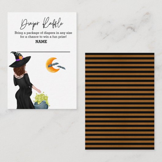 Diaper Raffle Halloween Witch Waterverf Informatiekaartje (Voorkant / Achterkant)