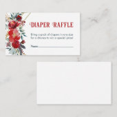Diaper Raffle-kerstrood Baby shower E Informatiekaartje (Voorkant / Achterkant)