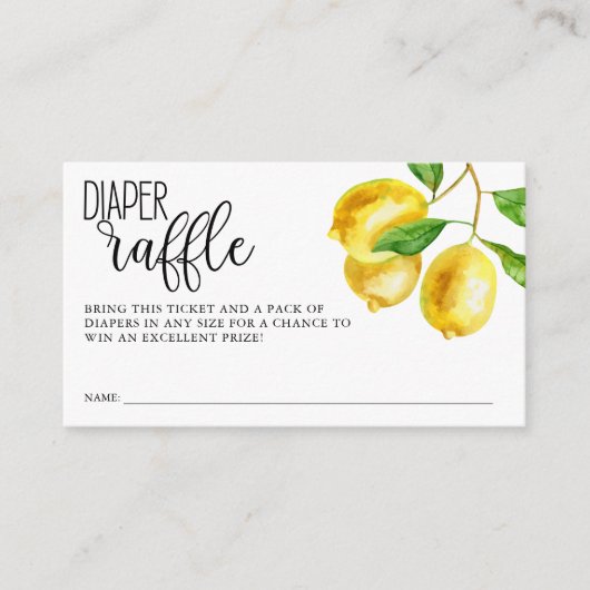 Diaper Raffle Lemon Waterverf Baby shower Informatiekaartje (Voorkant)