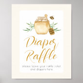 Diaper Raffle Little Honey Bee Baby Shower Table  Poster (Voorkant)