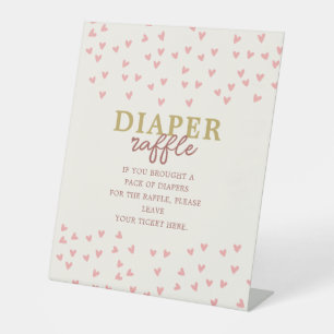 Diaper Raffle Little Lieverd Girl Pink Hearts Reclamebord Met Voetstuk