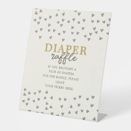 Diaper Raffle Little Lieverd Neutral Hearts Reclamebord Met Voetstuk