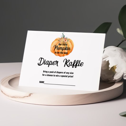 Diaper Raffle Little Pumpkin Baby Shower Card Informatiekaartje