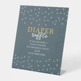 Diaper Raffle Little SweeBaby Blue Hearts Reclamebord Met Voetstuk