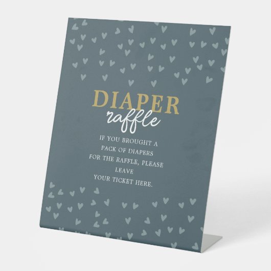 Diaper Raffle Little SweeBaby Blue Hearts Reclamebord Met Voetstuk (Voorkant)