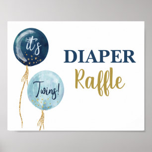 Diaper Raffle marineblauw-tweelingbord Poster