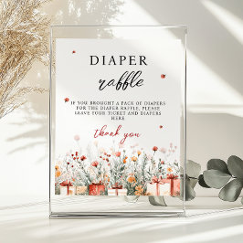 Diaper Raffle Merry Little Baby Shower Game sign Poster