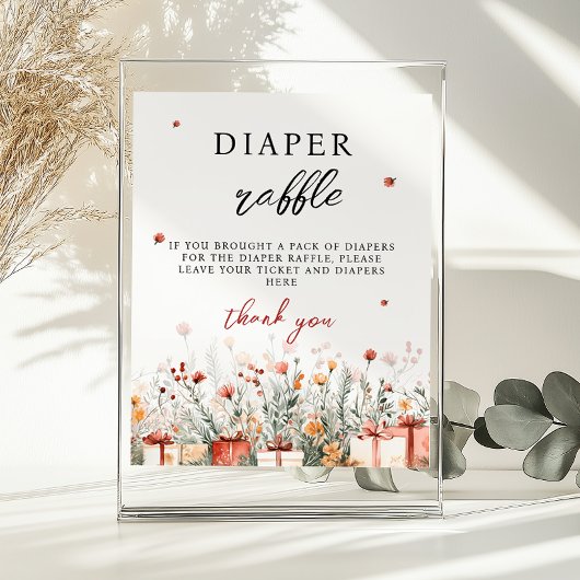 Diaper Raffle Merry Little Baby Shower Game sign Poster