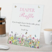 Diaper Raffle | Moderne zomerbloemen Reclamebord Met Voetstuk (Insitu)