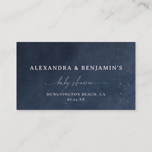 Diaper Raffle Moon Starry Night Blue Baby Shower Informatiekaartje (Achterkant)