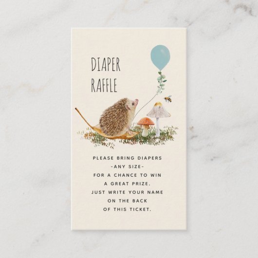 Diaper Raffle Mushrooms Egel Blue ballon Informatiekaartje (Voorkant)
