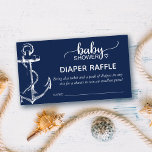 Diaper Raffle Nautical Anchor Navy Informatiekaartje<br><div class="desc">Viel snel een nieuwe moeder met een blauw-nautisch anker luidoperverkeer.</div>