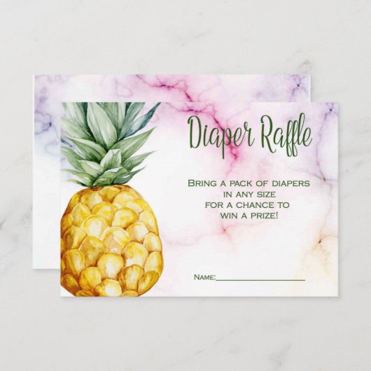 Diaper Raffle Pineapple Tropisch Baby shower Informatiekaartje (Voorkant / Achterkant)