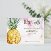 Diaper Raffle Pineapple Tropisch Baby shower Informatiekaartje (Staand voorkant)