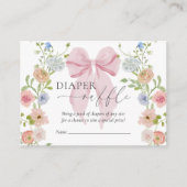 Diaper Raffle Pink Bow Baby Shower Informatiekaartje (Voorkant)