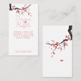 Diaper Raffle Pink Cherry Blossom Baby Shower Informatiekaartje