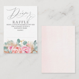 Diaper Raffle Pink Floral Baby shower Ticket Informatiekaartje