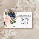 Diaper Raffle Pink Navy Floral Baby shower Informatiekaartje