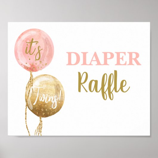 Diaper Raffle pink twin girls sign Poster (Voorkant)