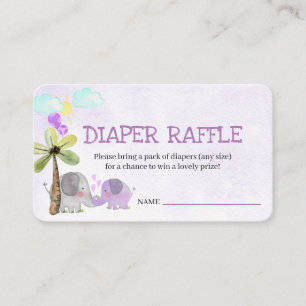 Diaper Raffle Poem Elephant mama en Baby shower Informatiekaartje