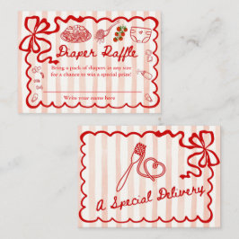 Diaper Raffle Red Bow Frame Enclosure Card Informatiekaartje