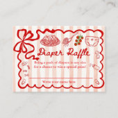 Diaper Raffle Red Bow Frame Enclosure Card Informatiekaartje (Voorkant)