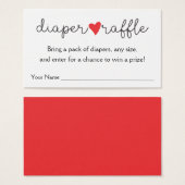 Diaper Raffle Red Heart Baby shower Visitekaartje (Voorkant /achterkant)