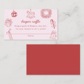 Diaper raffle red whimsical christmas winter girl informatiekaartje (Voorkant / Achterkant)