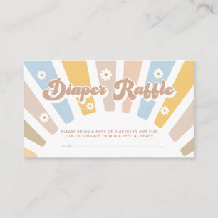 Diaper Raffle Retro Groovy Roze Baby shower Informatiekaartje
