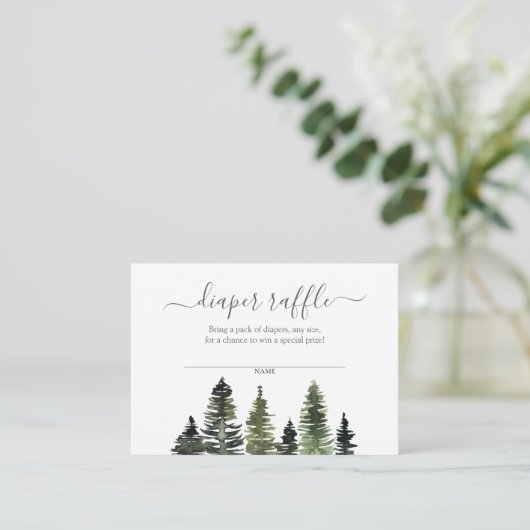 Diaper Raffle Rustic Woodland Baby shower Informatiekaartje (Staand voorkant)