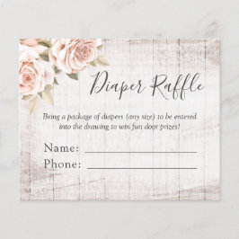 Diaper Raffle Rustige Rozen Baby shower Entry Card Flyer