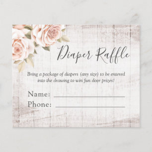 Diaper Raffle Rustige Rozen Baby shower Entry Card Flyer