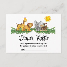 Diaper Raffle Safari Animals Baby Shower Card Informatiekaartje