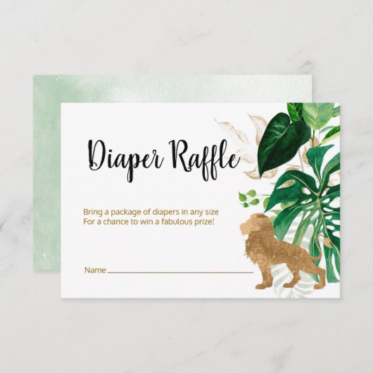 Diaper Raffle Safari gouddieren Informatiekaartje (Voorkant / Achterkant)