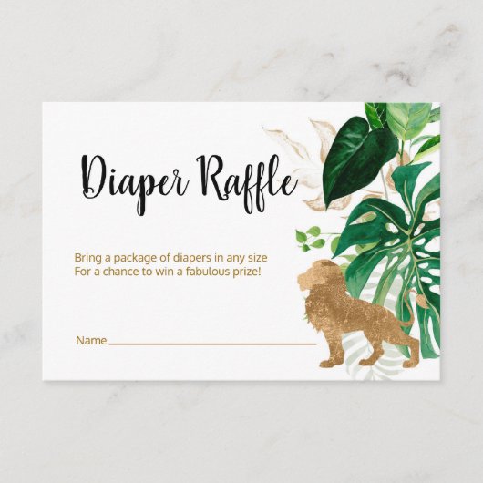 Diaper Raffle Safari gouddieren Informatiekaartje (Voorkant)