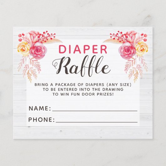 Diaper Raffle Shabby Chic Rustic Baby shower Game Flyer (Voorkant)
