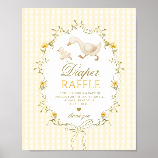 Diaper raffle Silly Goose gender neutral gingham Poster (Voorkant)