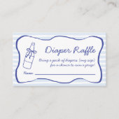 Diaper Raffle Soda Bottle Wavy Blue Baby Shower Informatiekaartje (Voorkant)