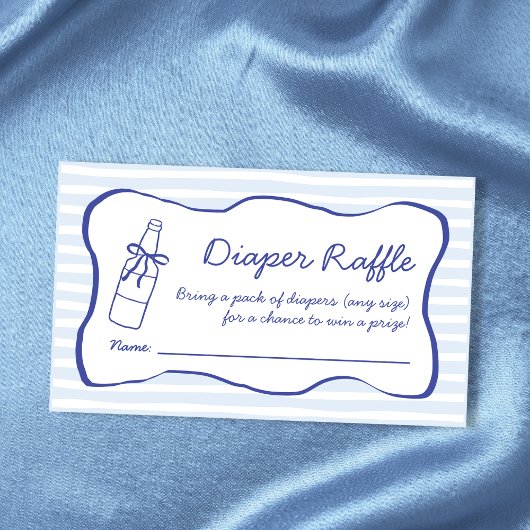 Diaper Raffle Soda Bottle Wavy Blue Baby Shower Informatiekaartje