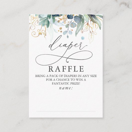 Diaper Raffle Soft Greenery Baby shower Ticket Informatiekaartje (Voorkant)