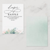 Diaper Raffle Soft Greenery Baby shower Ticket Informatiekaartje (Voorkant / Achterkant)