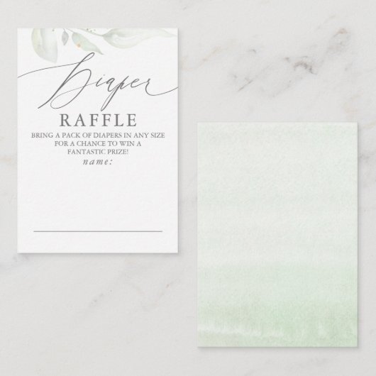 Diaper Raffle Soft Greenery Baby shower Ticket Informatiekaartje (Voorkant / Achterkant)