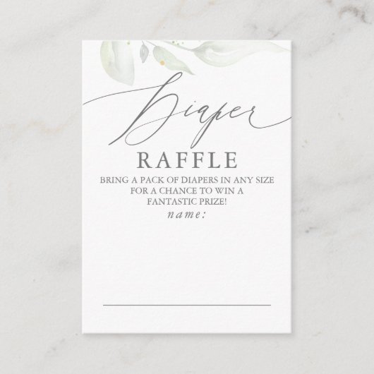 Diaper Raffle Soft Greenery Baby shower Ticket Informatiekaartje (Voorkant)