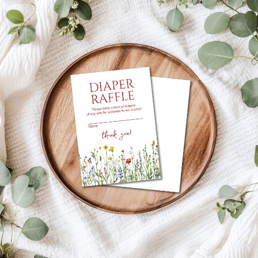 Diaper Raffle Spring Flowers Baby Shower Informatiekaartje