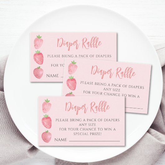 Diaper Raffle Strawberry Baby Shower Informatiekaartje